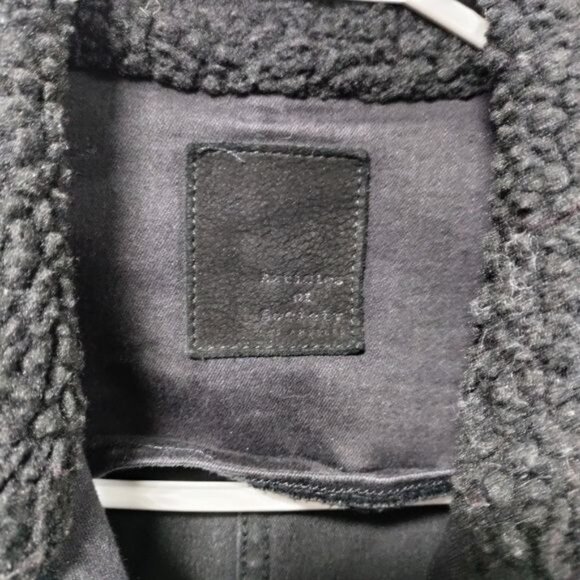 Articles Of Society Moto Jacket Black Denim Faux Fur Collar Zippered Pockets M - Picture 5 of 11